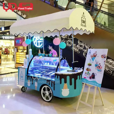 Outdoor Sale Candy Mobile Mini Trailer Juice Milk Hot Dog Trolley Ice Cream Push Cart